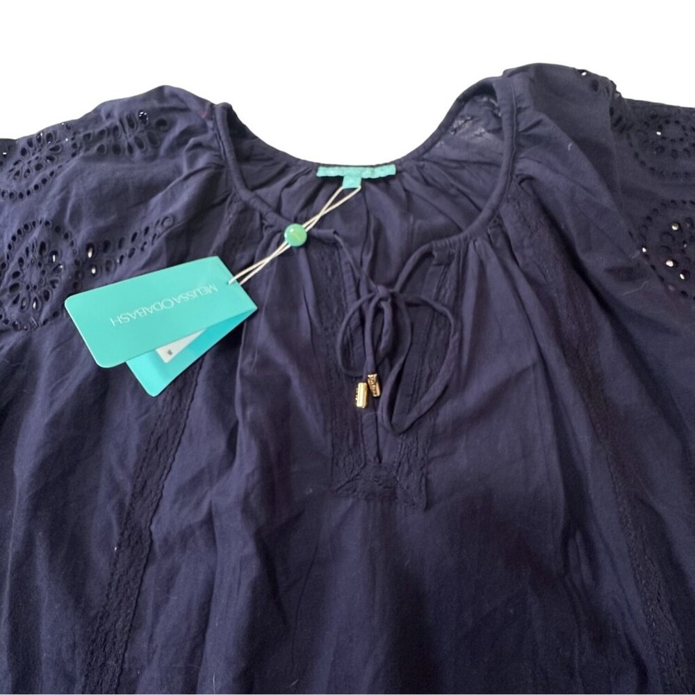 Melissa Odabash Ashley Eyelet Cotton Cover-up  Mini Dress, Size S Navy NWT - Picture 12 of 16